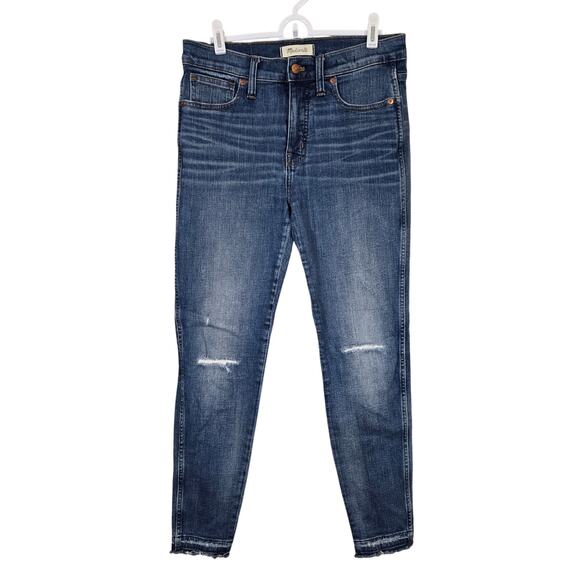 Women's Madewell 9" High-Rise Skinny Distressed Denim Jeans Raw Ankles | Size 29 - Picture 1 of 11